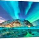 YIOZHAOFH Office Nature Landscape Wall Art Framed Northern Lights Picture Wall Decor Alaska 16X24 Canvas Print Posters Scenery Framed Artwork
