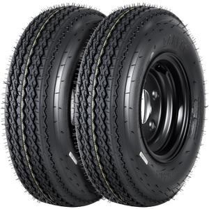 Set of 2 4.80-8 480x8 4.80x8 480-8 Trailer Tires with 8" Black Rims, 5 Lug on 4.5" Bolt Pattern, Load Range C 6PR, Heavy Duty Replacement for Utility, Boat, Camper, Cargo Trailers