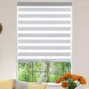 Zebra Roller Window Blinds,Custom Cut to Size,Roller Blinds Dual Layer Roller Shade Blinds, Gray,Fixed 72 InchesHigh,25 Inches Width