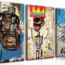 3 Pcs of Street Art Blue Graffiti Wall Decor Print Modern Artist Aesthetics Canvas Paintings Artwork Abstract Picture Poster Man Cave Living Room Bedroom Bathroom Office Home Decorations Ready To Hang (24"Hx16"W3pcs, Framed)