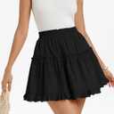 Kate Kasin Women Cotton Mini Skirts with Shorts Underneath, Ruffle Lace Skirt Flowy, Tiered Skorts S