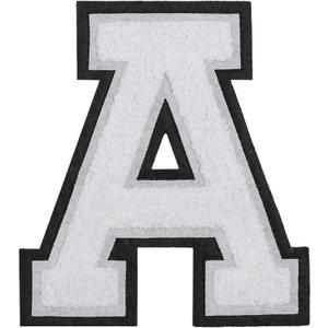 GYGYL 3PCS Chenille Varsity Letters Patch, Iron on Large Size Letter Patches for Team Costume Decoration, Height 4-1/2In, Black Edge Letter A