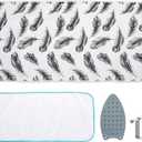 Seiritex Ironing Mat, Portable Ironing Pad 39.4 x 18.9 inch Table Top Iron Board 5 in 1 Travel Iron Blanket for Washer, Dryer, Counter top, Black Feather