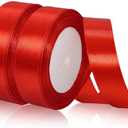 Red Satin Ribbon 1 Inch x 50 Yards, Silk Red Valentine Ribbon for Gift Wrapping, Flower Bouquet Accessories, Crafts, Wreaths, Wedding Party Decor (25 Yards/roll x 2 Rolls)Pack of 2