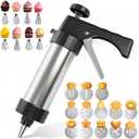 Cookie Press Gun Kit, Stainless Steel 13 Discs + 8 Nozzles, Perfect for DIY Cookies & Decorating, Baking Gift for Women