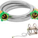 5ft Short Garden Leader Hose with Female to Female Connector - 435psi Leakproof Kink Free Stainless Steel Water Hose Extension for Outdoor Yard Hoses Reel Cart