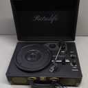 Vinyl Record Player 3-Speed Bluetooth Suitcase Portable Belt-Driven Record Player with Built-in Speakers RCA Line Out AUX in Headphone Jack Vintage Turntable (black)