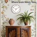 Woodgrain Wall Clocks Battery Operated 12 Inch, Large Easy-to-Read Silent Digital Wall Clock, Non Ticking Modern Vintage Analog Clock for Bedroom Living Room Bathroom Kitchen Office Gym,Brown