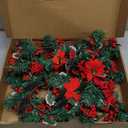 Yilloog 8 Sets Mini Christmas Candle Rings Wreaths Berry Pinecone Red Poinsettia Wreaths Rings Xmas Mini Candle Holders for Christmas Wedding Table Centerpiece Decor (Classic)