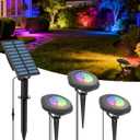 Solar Spot Lights Outdoor Waterproof IP68, 3-in-1 LED Color Changing Solar Landscape Lights, 2 Light Modes Pond Lights Landscape Path Lights for Outside Garden Yard Pond Pathway