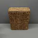 Coeusy 3 Gallon Wicker Trash Can,Small Bathroom Trash Can with Lid,Natural Water Hyacinth Wicker Waste Basket for Bedroom,Toilet,Narrow Garbage Can with Removable Liner