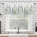 Sage Green Eucalyptus Leaf Curtain Valances for Windows Spring Summer Farmhouse Leaves Kitchen Curtains 54x18 Inch Short Rod Pocket Valance 1 Panel for Living Room Bathroom Bedroom Decor