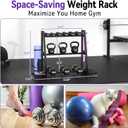 Weight Rack for Home Gym, Dumbbell & Kettlebell Rack
with Side Storage, 600LB Heavy Duty,3 Tier Workout Storage for Dumbbell,Kettlebell,Yoga Mats,Small Fitness Essentials