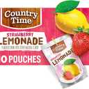 Country Time Ready to Drink Flavored with Other Natural Flavor Drink, 10 Pouches, for School Lunches and On-the-Go Hydration, Strawberry Lemonade, No Artificial Colors or Flavors, 6 fl oz EXP. 03/11/2027