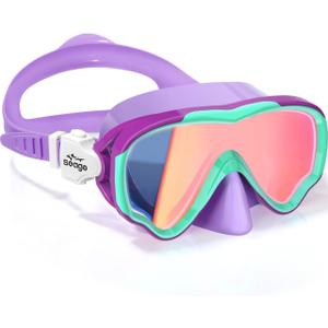 Seago Kids Swim Goggles Snorkel Diving Mask for Youth(5-15), Anti-Fog 180 Clear View (Purple)