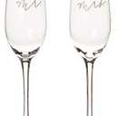 Pearhead Mr. & Mrs. Champagne Flute Set - Elegant His and Hers Wedding Toasting Glasses for Unforgettable Celebrations, Bridal Shower and Registry Idea, Tall Wine Glasses for Bride and Groom