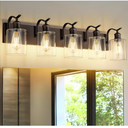 5 Light Bathroom Vanity Light, Morden Bath Lights Over Mirror Oil Rubbed Bronze Bathroom Sconce Lights with Clear Glass Shade ZCVL01ORB-5