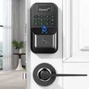 Fingerprint Door Lock with 2 Lever Handles - Keyless Entry Smart Deadbolt,Electronic Keypad Lock with Auto Lock,Bluetooth,APP Control,Digital Code,Password,Key,Front Door Handle Set,Easy Installation (Double black Fingerprint)
