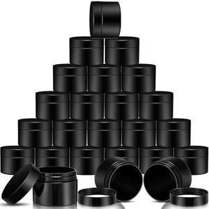 SATINIOR 19 Pieces Empty Clear Plastic Jars with Lids Round Storage Containers Wide Mouth for Beauty Product Cosmetic Cream Lotion Liquid Butter Craft and Food(Black,1 oz)