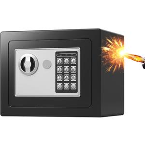 Electronic Security Safe Box, 0.17 Cubic Feet Digital Deposit Box, Compact Steel Combination Lock Boxs for Home Office Hotel Business, Lock Box for Cash Jewelry Storage, Black