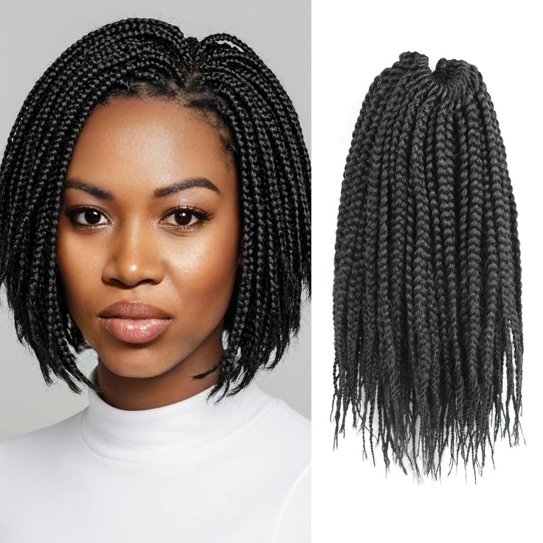 Pre Looped Crochet Box Braids 7 Packs Goddess Box Braids Hair Straight Crochet Braid for Black Women (10 Inch,7 Packs, 2)