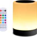 OORUN Touch Bedside Table Lamp,13 RGB Colors & 5 Brightness, USB Rechargeable Desk Lamp, Remote Control Dimmable Light with RGB Color Changing,Portable Lamp for Baby (Black)