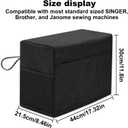 Sewing Machine Cover - Protective Dust Cover with Storage Pocket and Side Handles, Fits Most Standard Machines, Printed Sewing Patterns (Black)