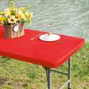 Rectangle 4ft Fitted Table Cover Elastic Tablecloth 4ft Stretch Spandex Table Top Cover for Dining Kitchen Home Party Red 23X48 Inch