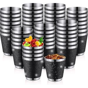 50 Pcs 1 oz Stainless Steel Shot Glasses Bling Glitter Metal Shot Glasses Bachelorette Wedding Party Supplies for Espresso Whiskey Bar(Black)