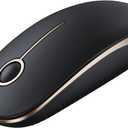 VssoPlor Wireless Mouse, 2.4G Slim Portable Computer Laptop Mouse with Nano Receiver Quiet Silent Optical Mice for Notebook, PC, Laptop, Computer-Black and Gold