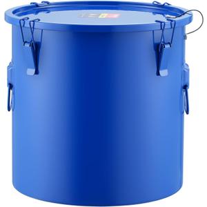 VEVOR Fryer Grease Bucket, 10 Gal Oil Disposal Caddy Carbon Steel Fryer Oil Bucket with Rust-Proof Coating, Oil Transport Container with Lid, Lock Clips, Filter Bag for Hot Cooking Oil Filtering (Blue)