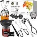 Canning Kit, Canning Supplies Starter Kit, Food Grade Stainless Steel Canning Set for Beginner,Canning Essential Tools for Water Bath & Pressure Canner, Canning Accessories Equipment for Pot, Black