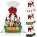 Marspark 18 Pcs 6 Set Kwanzaa Bags for Gifts 8x10'' Kwanzaa Gift Menorah Basket Boxes Empty to Fill with Gifts Blue Pull Bows Cellophane Wrapping Supplies for African American Party Favor Decorating