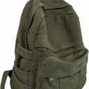 Military Green Canvas Backpack for Women & Men Retro Aesthetic Rucksack Basic Backpack for High School/College Students Travel Laptop Bag