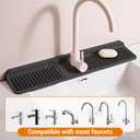 Faucet Mat for Kitchen Sink, 24"X5.5" Silicone Sink Splash Guard with Soap Holder, Snap-On Design & 7slope Fast Drain, Folding Sink Faucet Mat for Universal Kitchen Bathroom SinkBlack