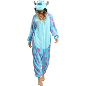 Wishliker Adult Onesie Animal Pajamas Halloween Cosplay Costumes Party Wear Blue (Small, Sully)