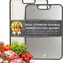 Titanium Cutting Board | Scratch Reduction Mesh | Double-Sided Pure Titanium and Wheat Straw | Anti Slip | Juice Groove | Stain Resistant | Food Grade | Easy to Clean | Smoky Supply USA