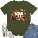 Thanksgiving Shirts for Women Thankful T-Shirt Fall Tee Tops (Green, XL)
