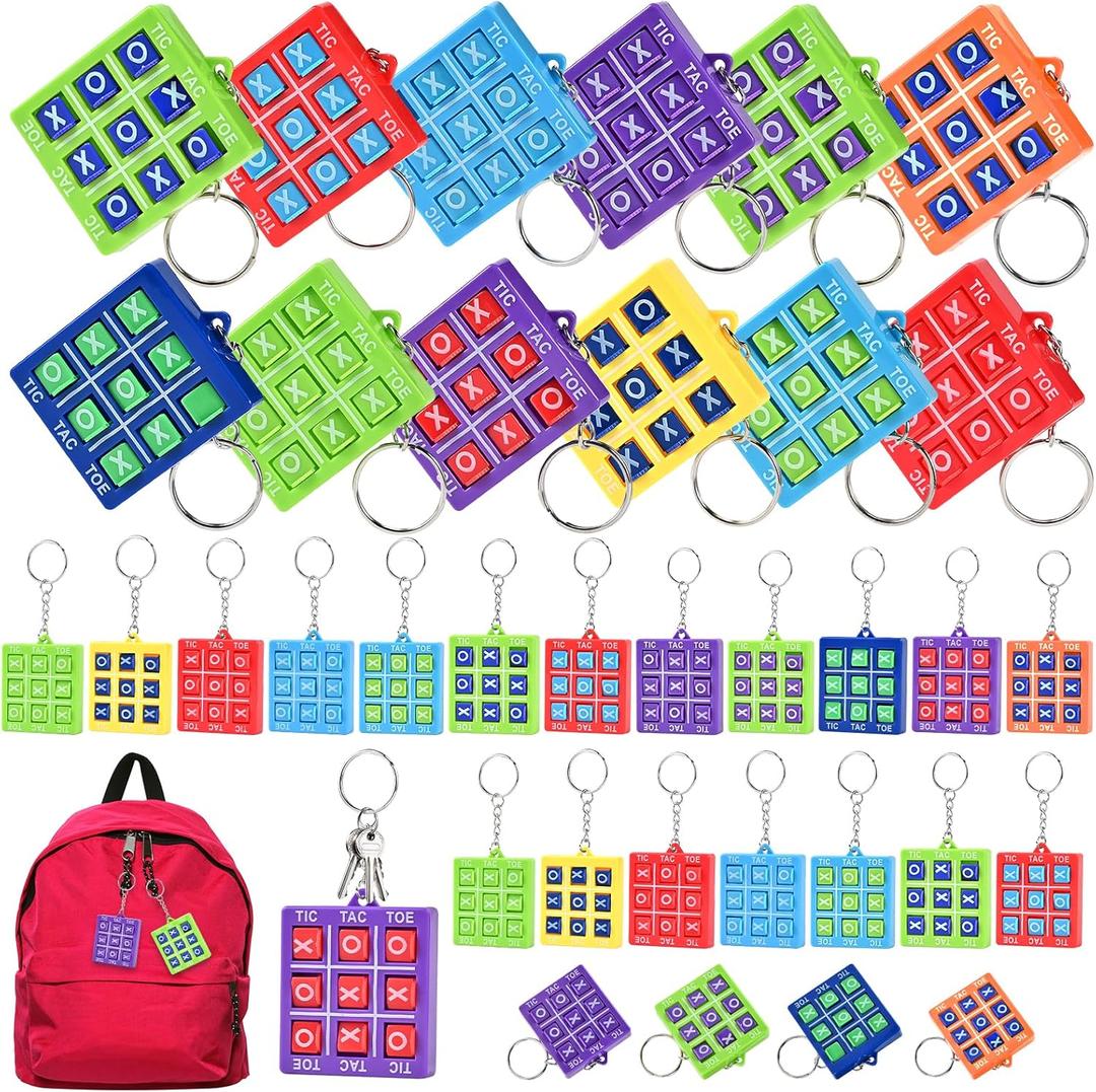 GOLDGE 36PCS Mini Tic Tac Toe Game Party Favors Goodie Bags Stuffers for Kids 8-12 Tic Tac Toe keychain Bulk Mini Games for Travel Classroom Treasure Box Carnival Prizes Birthday Easter Pinata Filler