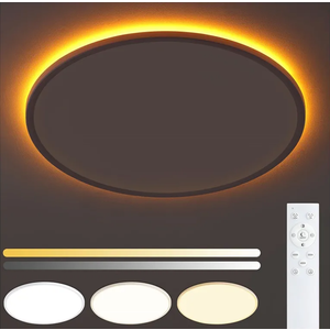 Flush Mount Ceiling Light with Night Light, 15in LED Ceiling Lights with Remote Control, 1800K Nightlights & 3000-6500K Dimmable Lamp Fixture, 36W 3600LM Low Profile for Bedroom, White