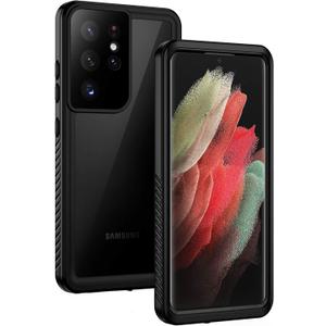 Lanhiem for Samsung Galaxy S21 Ultra Case, IP68 Waterproof Dustproof, Built-in Screen Protector, Rugged Full Body Shockproof Protective Phone Cover for Galaxy S21 Ultra 5G 6.8 Inch, Black