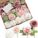Ling's moment Artificial Flowers, 50Pcs 3" Roses in Dusty Rose Shades, Realistic DIY Foam Floral Decor for Wedding Bouquets/Centerpieces, Outdoor Party Backdrops, Room/Table, Garden/Pot Decorations
