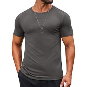 COOFANDY Mens Summer Tshirt Shirts Summer Big and Tall Undershirts Basic Tee Tops Dark Grey, XXL