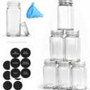 DkOvn 6pcs Glass Spice Jars, 4oz Empty Spice Jars with Metal Caps, Labels, Shaker Lids, Collapsible Funnel, Chalk Pen, Seasoning Organizer for Spice Rack