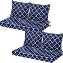 Outdoor Loveseat Cushion Set Patio Deep Seat Cushion for Outdoor Furniture Water Repellent 44'' x 24'' Patio Cushion Set for Couch, Bench and Swing, Fade Resistant (Blue Plaid, 2 Sets)