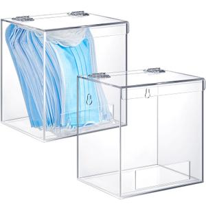 Kathfly 2 Pcs Acrylic Dispenser for Hairnet, Emesis Bags, Wall Mount Clear Acrylic Holder for Beard Nets, Safety Glasses (6.9 x 6.7 x 5 Inches)