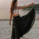 Thaluta Women's Maxi Boho Skirt Moana Flowy Long Cotton Skirt Bohemian Style (Black)