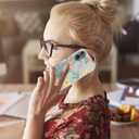 Ranz Case for iPhone 16, Anti-Scratch Shockproof Series Clear Hard PC+ TPU Bumper Protective Cover Case for iPhone 16 (6.1") - Floral Painting