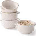 DOWAN Soup Bowls with Handles, Oven Safe French Onion Soup Bowls, 26 oz Large Soup Bowl for Chilli, Beef Stew, Ceramic Soup Crocks Set of 4, Microwave & Dishwasher Safe