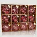 12 PCS Christmas Ball Ornaments, 80mm/3.15 inches Christmas Tree Decorations, Large Shatterproof Luxury Xmas Ornaments for Christma Tree, Home Decor, Wedding, Party (Red)